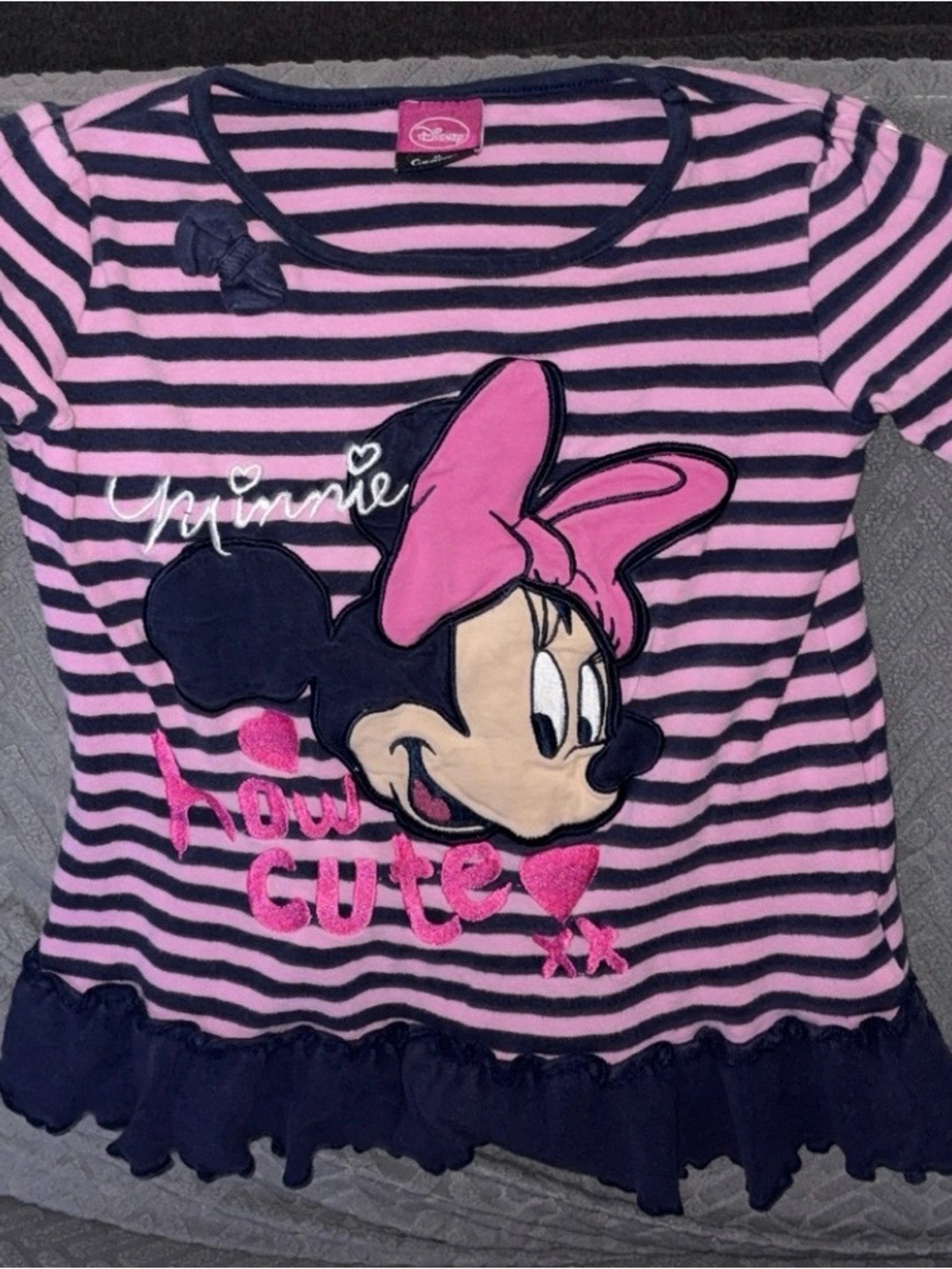 Disney at George Minnie Mouse Pink and Navy Striped Long Sleeve Tee